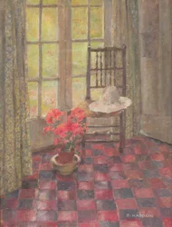 Interieur met geranium