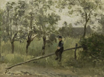 Plattelandsjongen op paal