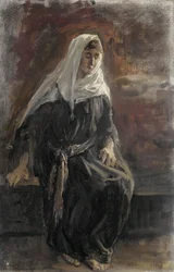 Zittende vrouw