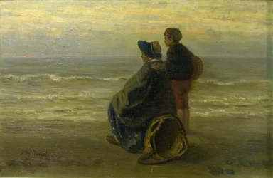 Moeder en kind aan een kust, c.1890