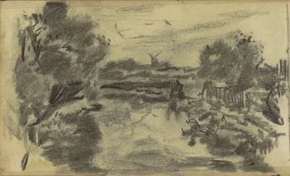 Landschap met water en een molen