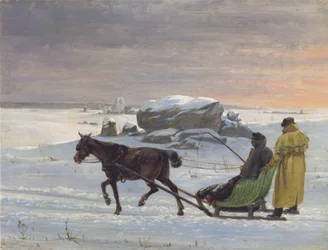 De schilders Jørgen Roed en Constantin Hansen maken een ritje.