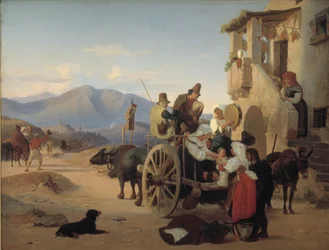 Romeinse boeren op weg naar de markt