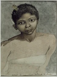 Portret van een zwarte vrouw uit de bergen van Manilla, gemaakt tijdens de expeditie naar de Filipijnen van Malaspina