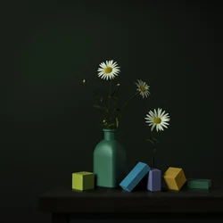Daisy-vaas met geometrische blokken