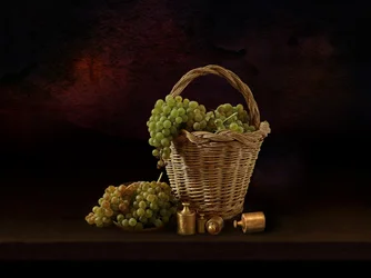 Rustiek stilleven met druiven