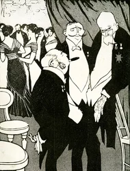 Russische gezant bespreekt de verdediging van Turkije met andere leiders tijdens een conferentie, 1908.