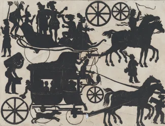 Blad 5 van figuren voor Chinese schaduwpoppen, ca. 1850-70