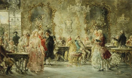 Elegante Figuren in een Parijse Café