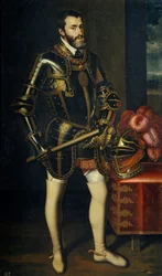 Portret van Karel V van Spanje 1500-1558, 1605