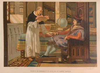 Vincent van Beauvais en Saint Louis. Uit: La ciencia y sus hombres, 1879