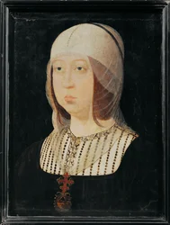 Isabella de Katholieke van Castilië, vrouw van Ferdinand van Aragon ... (schilderij op hout)