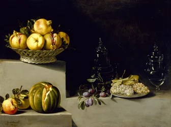 Stilleven met fruit en glaswerk