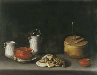 Stilleven met porselein en snoepjes