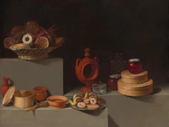 Stilleven met Snoep en Aardewerk