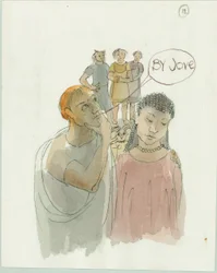 Marcus en Julia met de meester-ambachtsman en zijn twee arbeiders, 2003