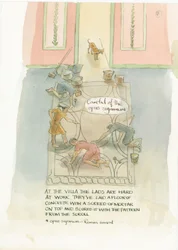 De meester-ambachtsman en zijn arbeiders leggen een vloer voor Julia