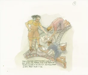 Twee arbeiders voegen een vloerplaat, gemaakt en begeleid door de meester-vakman