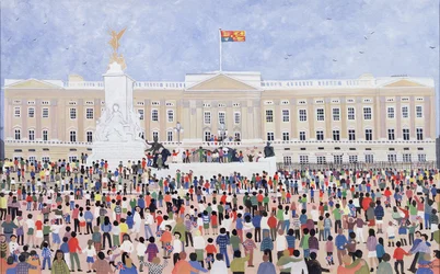 Mensenmassa rond het paleis, 1995