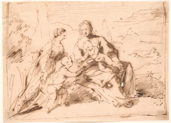 Maria met de kinderen Jezus en Johannes en een heilige vrouw