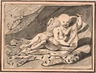 Putti, liggend op hermelijnen mantel