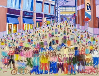 Levendige stadsmenigte