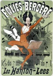 Dirigent, poster voor Les Hanion Lees bij de Folies Bergeres (gravure)