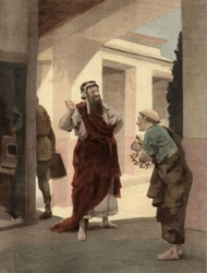 Koning Antigonus in gesprek met Hermodotus. Pantagruel. Illustratie door Jules Garnier. In "Rabelais en de werken van Jules Garnier".