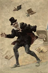 Meester Jobelin jaagt op Gransgousier, de vader van Gargantua. Gargantua. illustratie door Jules Garnier. Rabelais en het werk van Jules Garnier