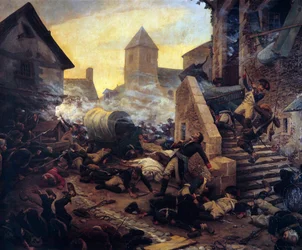 De dood van Generaal Moulin tijdens de gevechten van Cholet in 1794