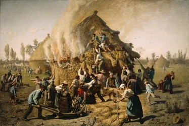 Brand in een hooiberg, 1856