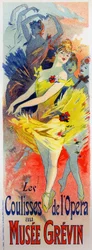 Kunst. Amusement. Dansers bij de Opera van Parijs. Poster door Jules Cheret, Frankrijk