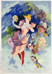 Kunst. Amusement. De komedie. Allegorie door Jules Cheret, Frankrijk, c.1890