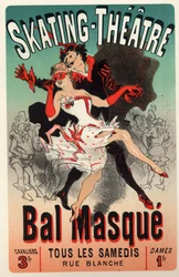 Vermaak. Theater. Gemaskerd bal in het Skating Theatre, Parijs. Poster door Jules Cheret, Frankrijk, ca.1875 (poster)