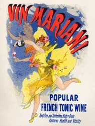 Eten en drinken. Mariani Franse Tonic Wine (eerste cocawijn). Poster door Jules Cheret (1836-1932), Frankrijk