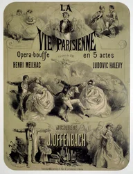Poster voor opera voedsel "La vie parisienne" door Jacques Offenbach (1819-1880)