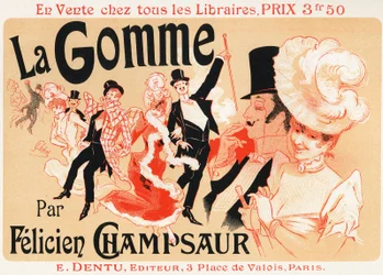 De minnaar De gum, roman door Felicien Champsaur, eind 19e eeuw (poster)