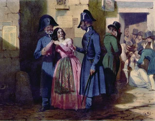 Arrestatie van een prostituee door de politie, c.1835