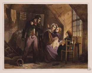 Ondeugd en Deugd: Ellende (kleurenlitho)