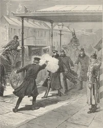 De moord op graaf Michail Loris-Melikov. Uit Le Monde Illustré, 1880.