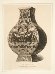 Vaas in cloisonné-email