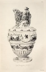 Geschiedenis van de keramiekkunst: een beschrijvende en filosofische studie van het aardewerk van alle tijden en alle volkeren: Spanje: Talavera de la Reina - faience - schenkkan (Plaat X)