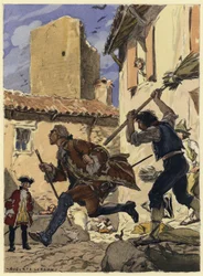 Illustratie voor memoires van Casanova (kleurenlitho)