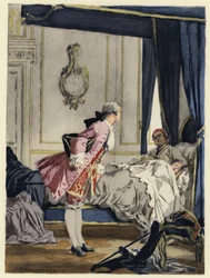 Illustratie voor memoires van Casanova (kleurenlitho)