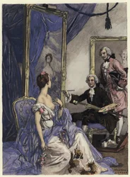 Illustratie voor memoires van Casanova (kleurenlitho)