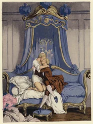 Illustratie voor memoires van Casanova (kleurenlitho)