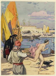 Illustratie voor memoires van Casanova (kleurenlitho)