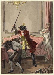 Illustratie voor memoires van Casanova (kleurenlitho)