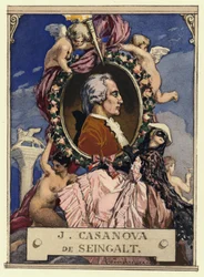 Portret van Casanova (kleurenlitho)