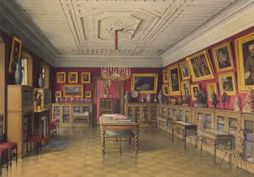 Het Stroganov-paleis in Sint-Petersburg. Bibliotheek, 1865